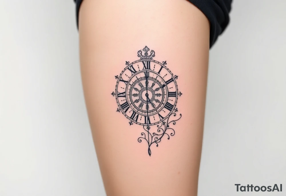 vintage roman numerals within ornate clockwork mechanism tattoo idea