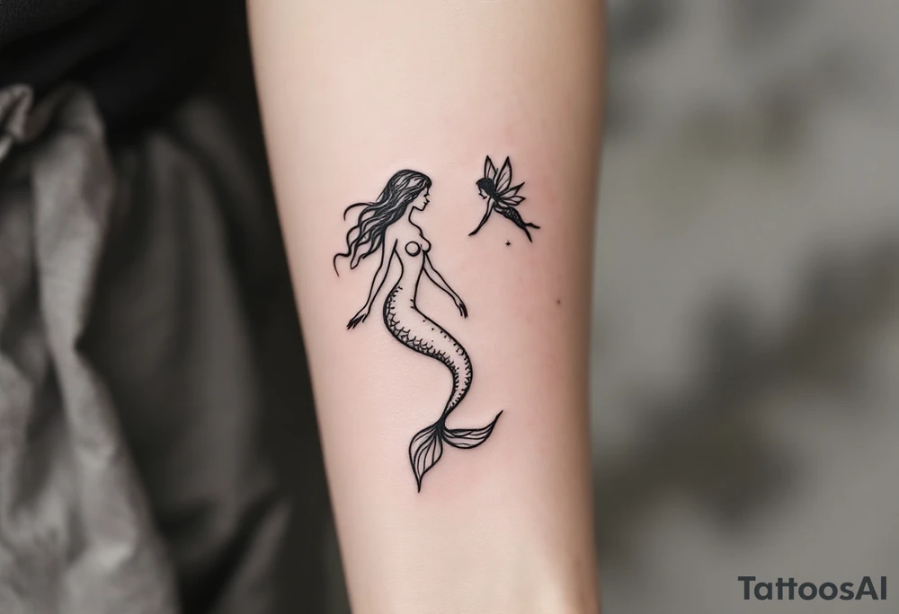mermaid and fairy small tattoo idea