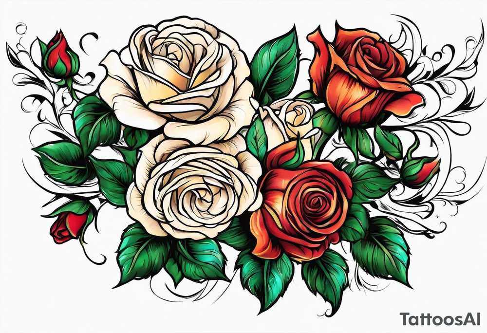 bouque of roses tattoo idea