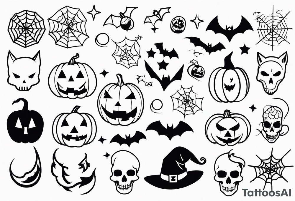 Halloween themed flash sheets tattoo idea