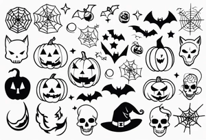 Halloween themed flash sheets tattoo idea
