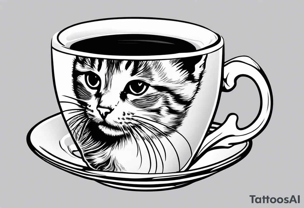 A mug with a cat in it tattoo idea