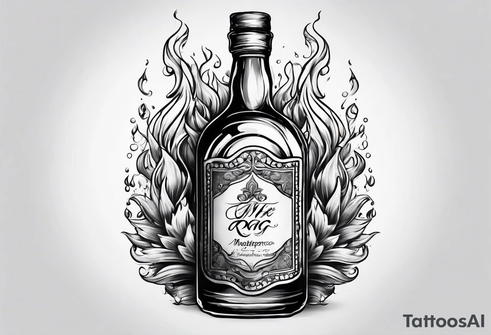 Flaming rag in bottle tattoo idea