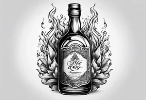 Flaming rag in bottle tattoo idea