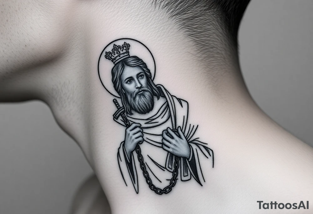 russian christian orthodox jesus xristos holding the russian orthodox thurible chains tattoo idea