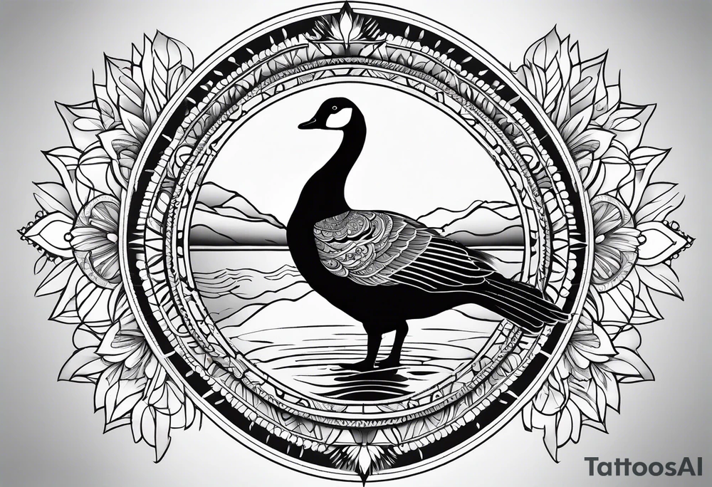 mandala background with canadian goose in the front tattoo idea