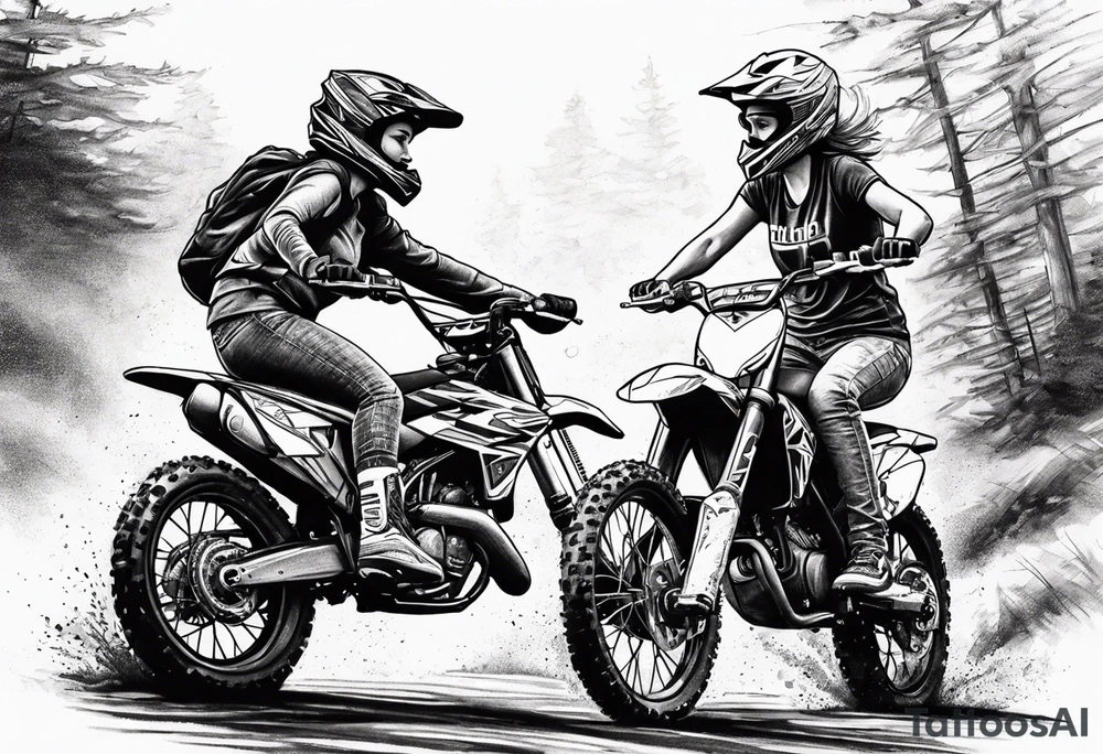 Sister and brother riding dirtbikes together tattoo idea
