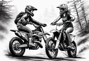 Sister and brother riding dirtbikes together tattoo idea