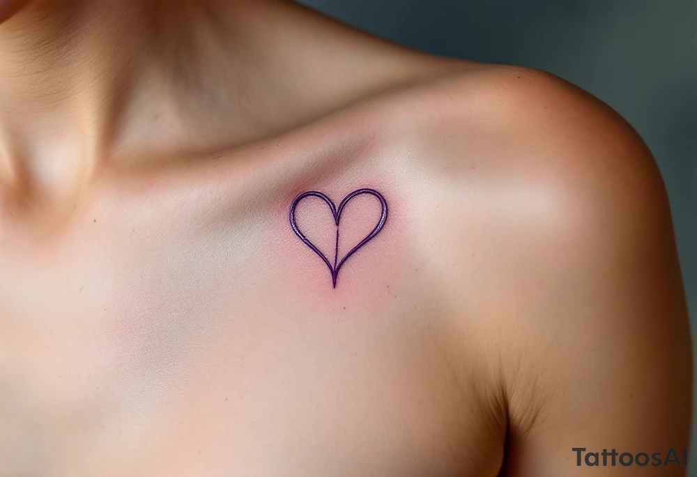 A silver symbol for love rune carved with sharp, clean lines in purple tattoo idea