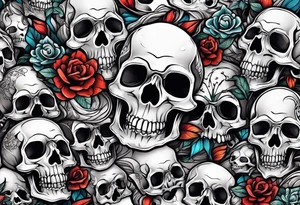 Neo traditional pile of skulls tattoo idea