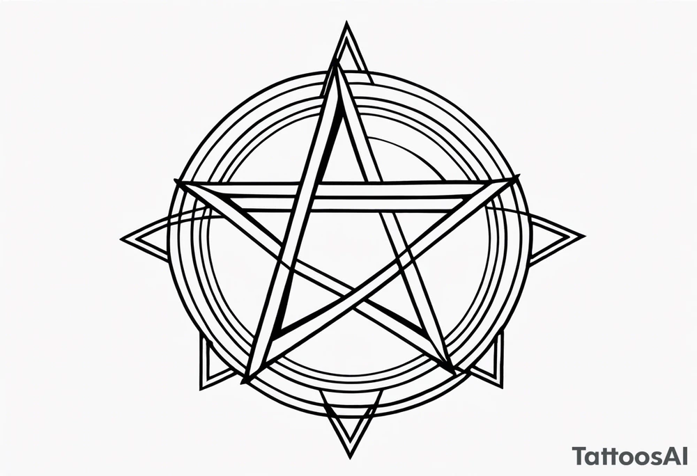 Pentagram geometric tattoo idea