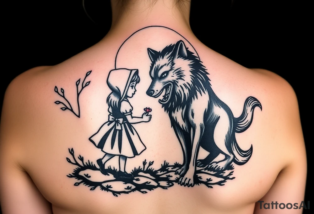 Little red riding hood and the big bad wolf hunting her tattoo idea