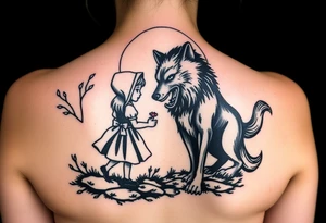 Little red riding hood and the big bad wolf hunting her tattoo idea