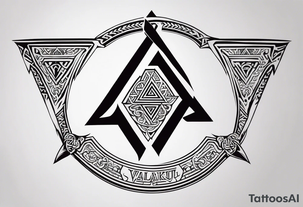 Valhalla sword shield axe Valknut tattoo idea