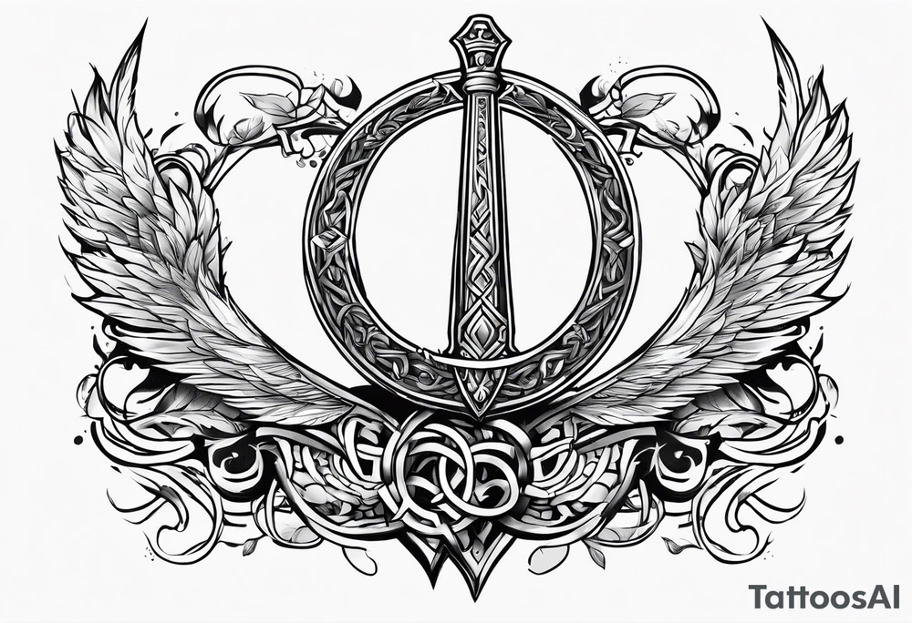 Sword Viking jewel rune tattoo idea