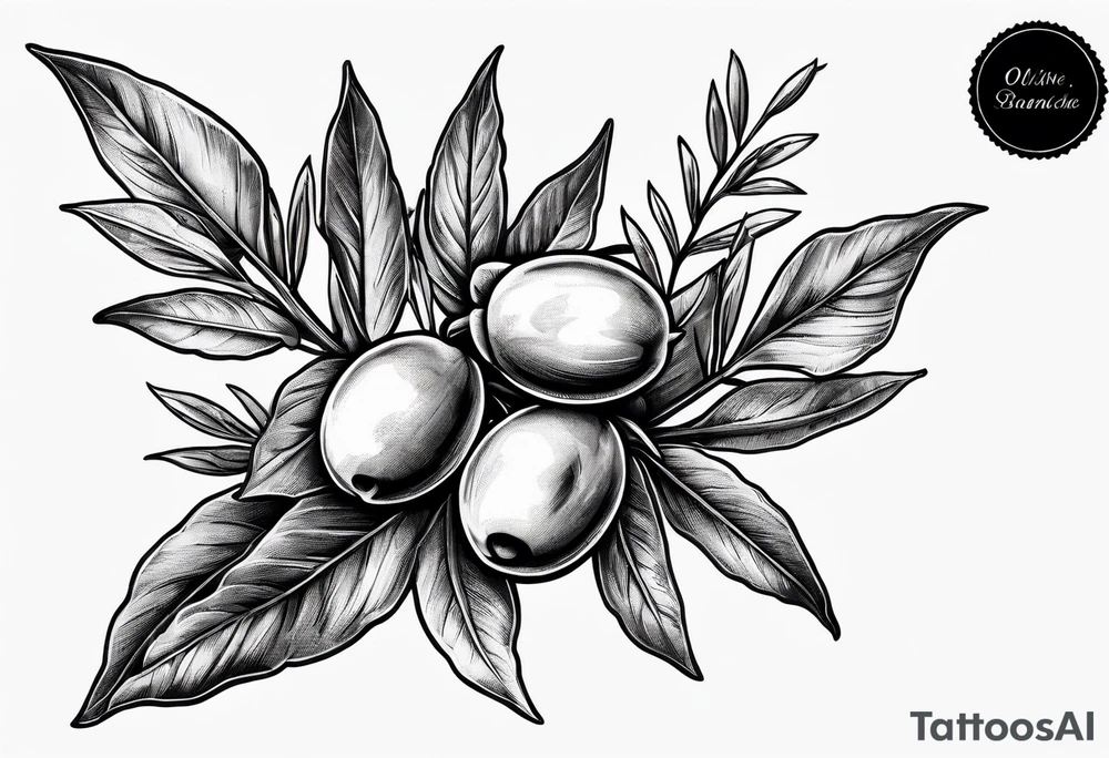 An olive branch that fades into a thornvine tattoo idea