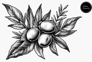 An olive branch that fades into a thornvine tattoo idea