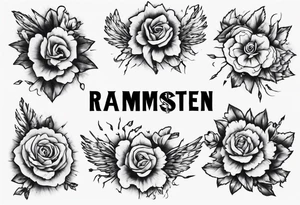 Rammstein logo with flowers around tattoo idea