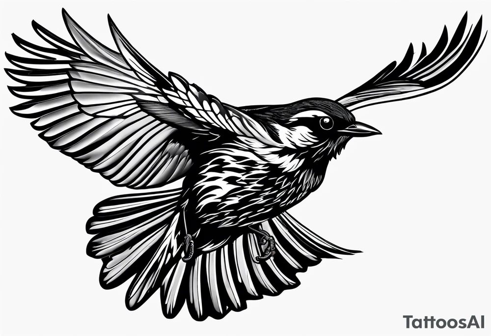 Redwing Blackbird in flight 
for Back tattoo idea