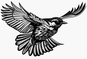 Redwing Blackbird in flight 
for Back tattoo idea