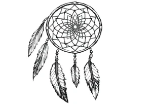 dreamcatcher with feathers, authentic tattoo idea