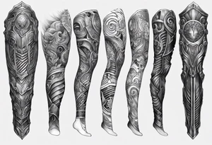 leg sleeve armor tattoo idea