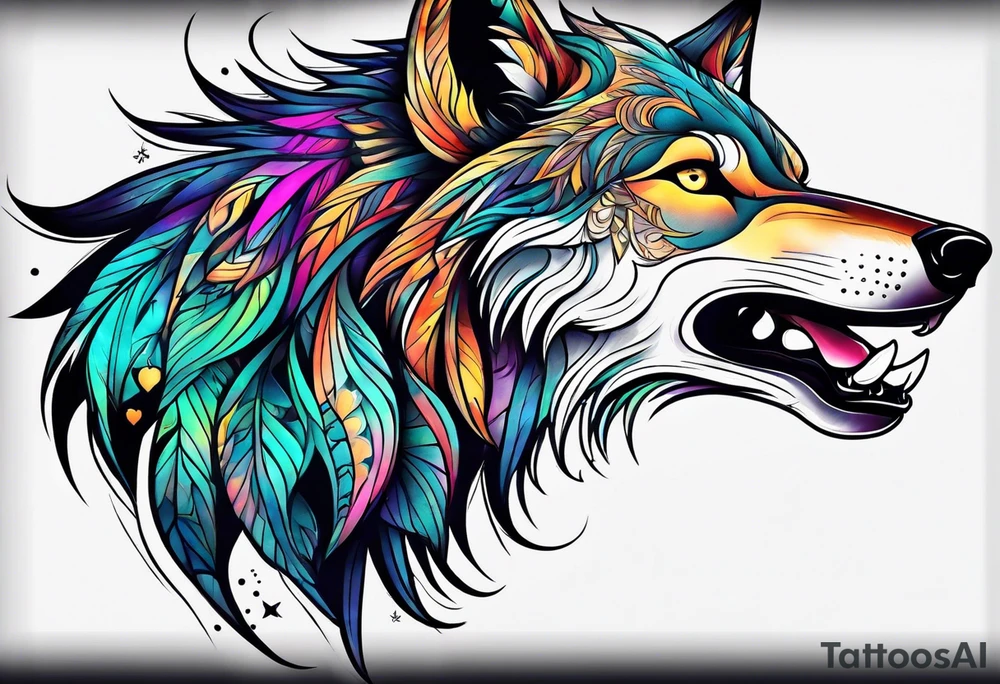 Trippy Wolf tattoo idea