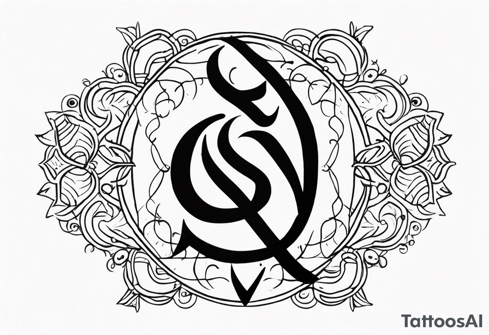 Tattoo ਨਿਰਭਉ ਨਿਰਵੈਰ written in Gurmukhi written text. Add fire and heart to symbolize strength and love tattoo idea