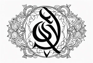 Tattoo ਨਿਰਭਉ ਨਿਰਵੈਰ written in Gurmukhi written text. Add fire and heart to symbolize strength and love tattoo idea