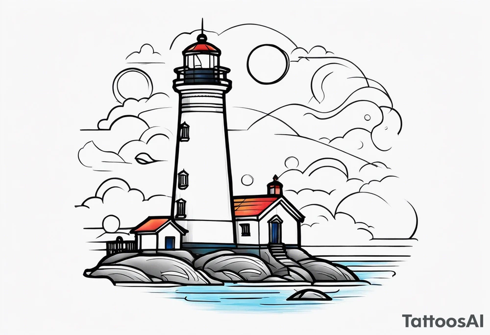lighthouse fine line tattoo idea