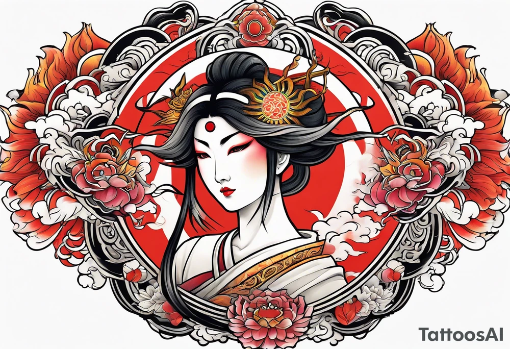 Japanese sun goddess Amaterasu tattoo idea
