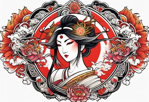 Japanese sun goddess Amaterasu tattoo idea
