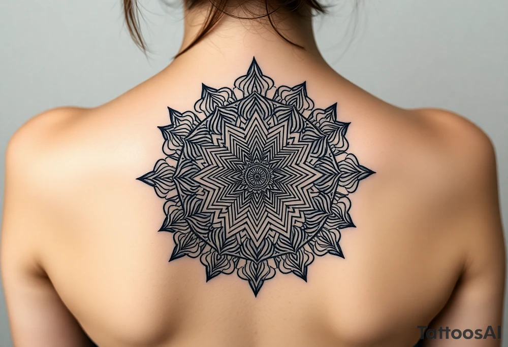 intricate mandala with sacred geometry and cosmic elements tattoo idea
