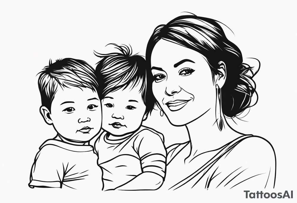 Mom with son and daughter tattoo idea
