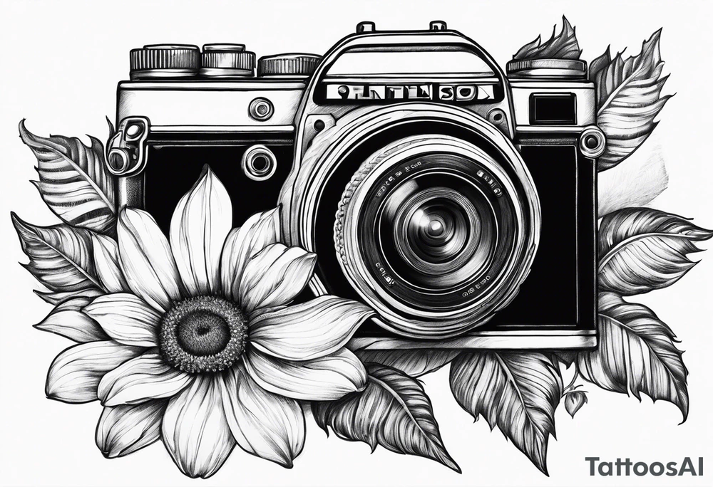 Tournesol,  rose flower, Camera, wave, palmier tattoo idea