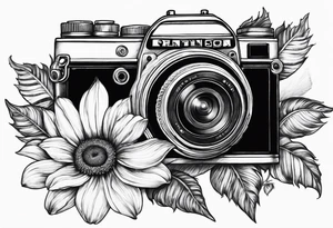 Tournesol,  rose flower, Camera, wave, palmier tattoo idea