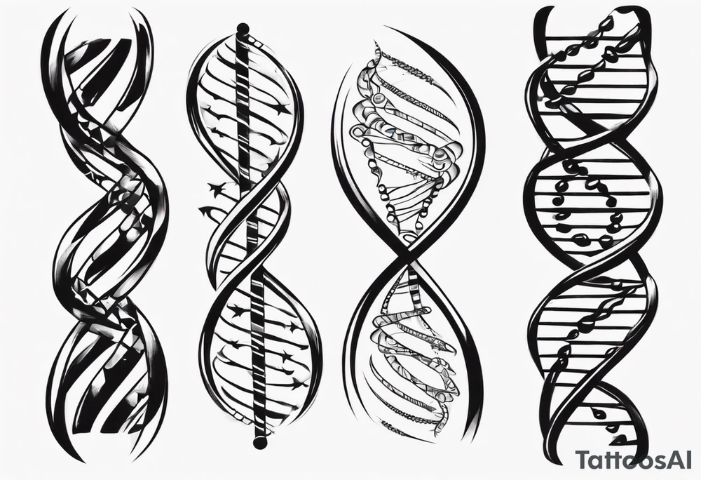 DNA strand curved tattoo idea