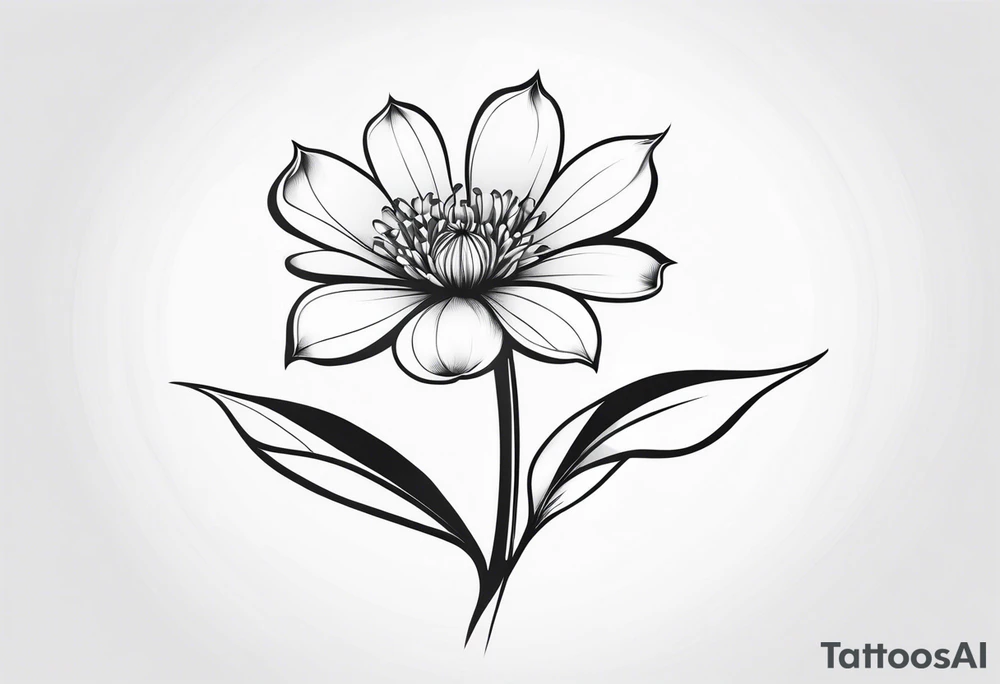 one very simple and no detailed waratha flower with stem in black and white tattoo idea