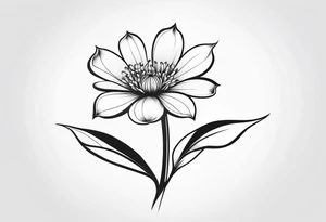 one very simple and no detailed waratha flower with stem in black and white tattoo idea