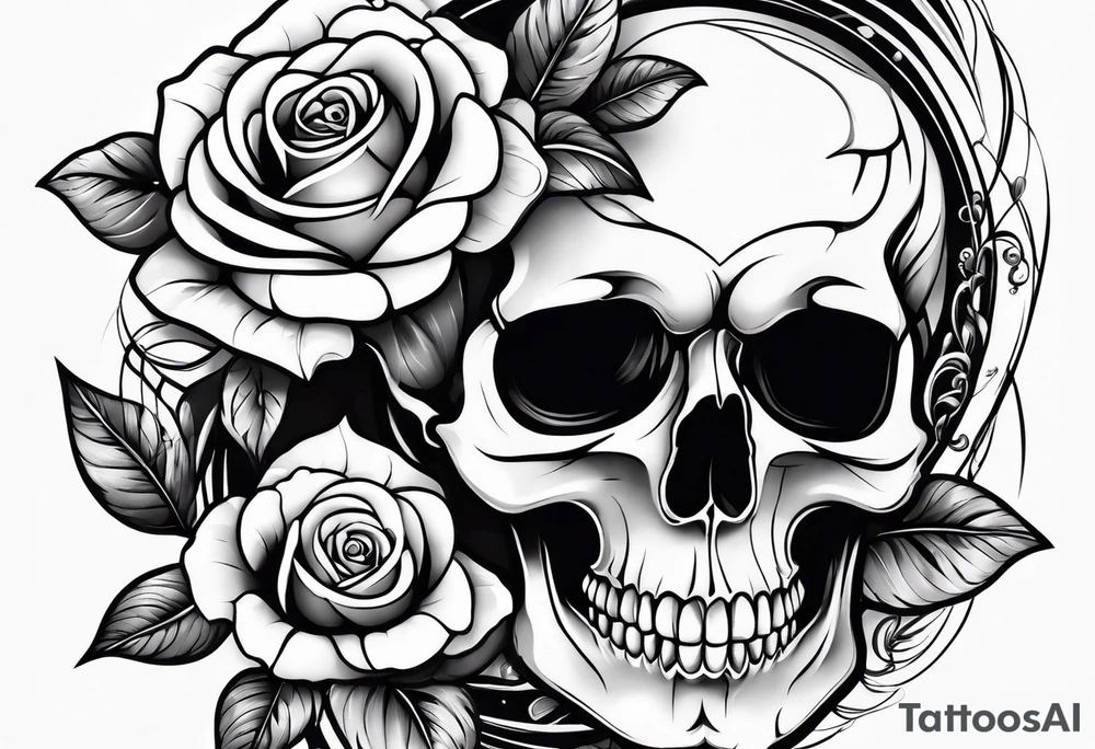 skull and roses tattoo idea