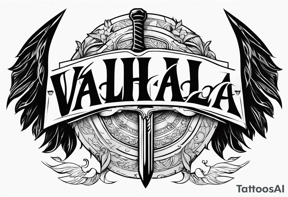 Valhalla sword shield tattoo idea