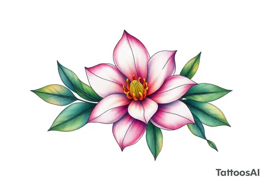 State or louisiana with magnolia flower in tooled leather tattoo idea