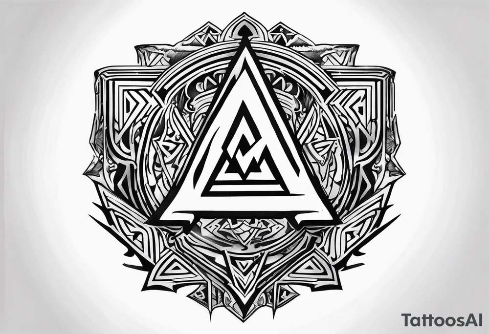 Valhalla 
Sword shield valknut fire tattoo idea