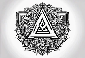 Valhalla 
Sword shield valknut fire tattoo idea