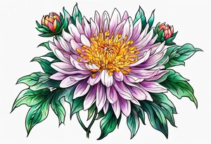 Chinese symbol strength September birth flower aster love mother tattoo idea