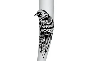Nordic ornamental raven leg sleeve tattoo idea