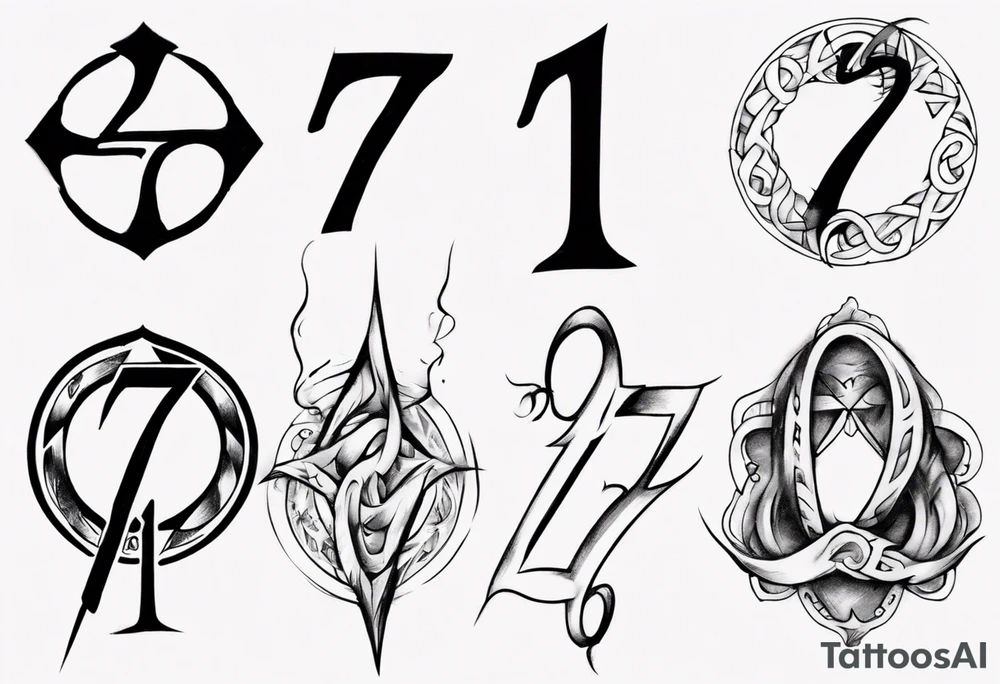 Tattoo involving the number 7, 11 and the infinite symbol tattoo idea
