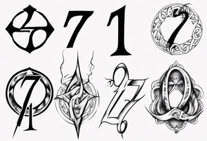 Tattoo involving the number 7, 11 and the infinite symbol tattoo idea