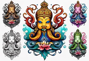 Octopus happy peaceful buddha tattoo idea