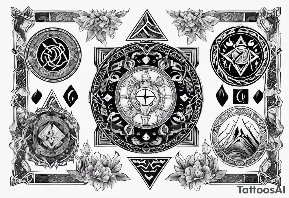 gods of Scandinavian mythology and runes tattoo idea